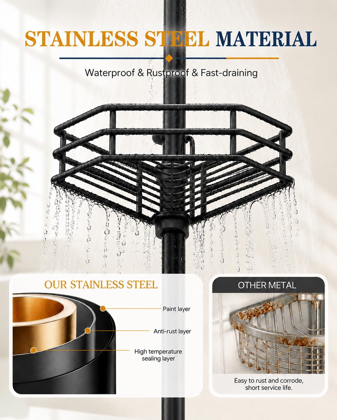 SEIRIONE basket drainage detail enabling quick drying and cleaner storage