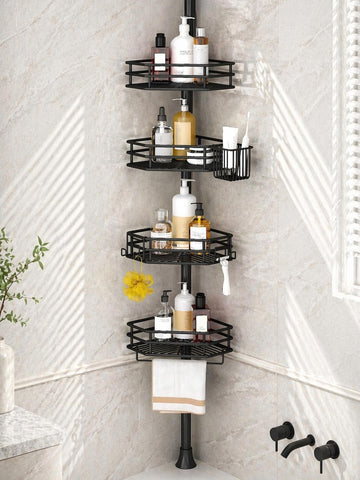 SEIRIONE front view corner caddy showing organized shower storage benefit