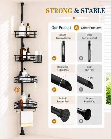 SEIRIONE installed in shower lifestyle showing clutter-free, accessible essentials