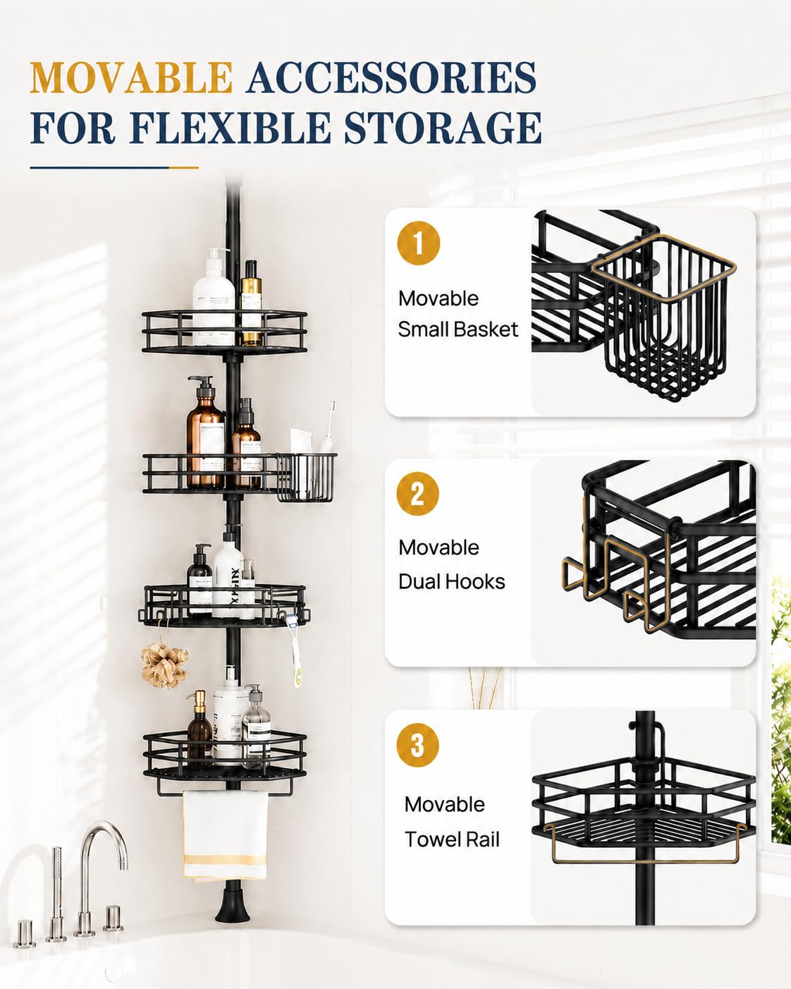 SEIRIONE tension pole spring mechanism delivering strong secure stability