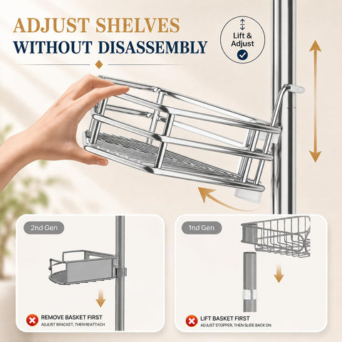 SEIRIONE towel bar and double hooks organized with loofah and towel