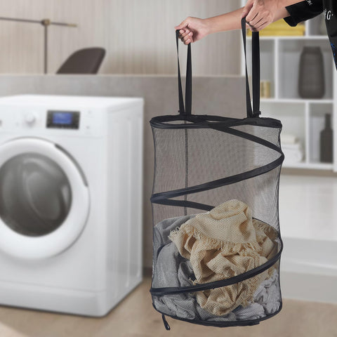Seiritex in laundry room being carried to washer for convenience benefit