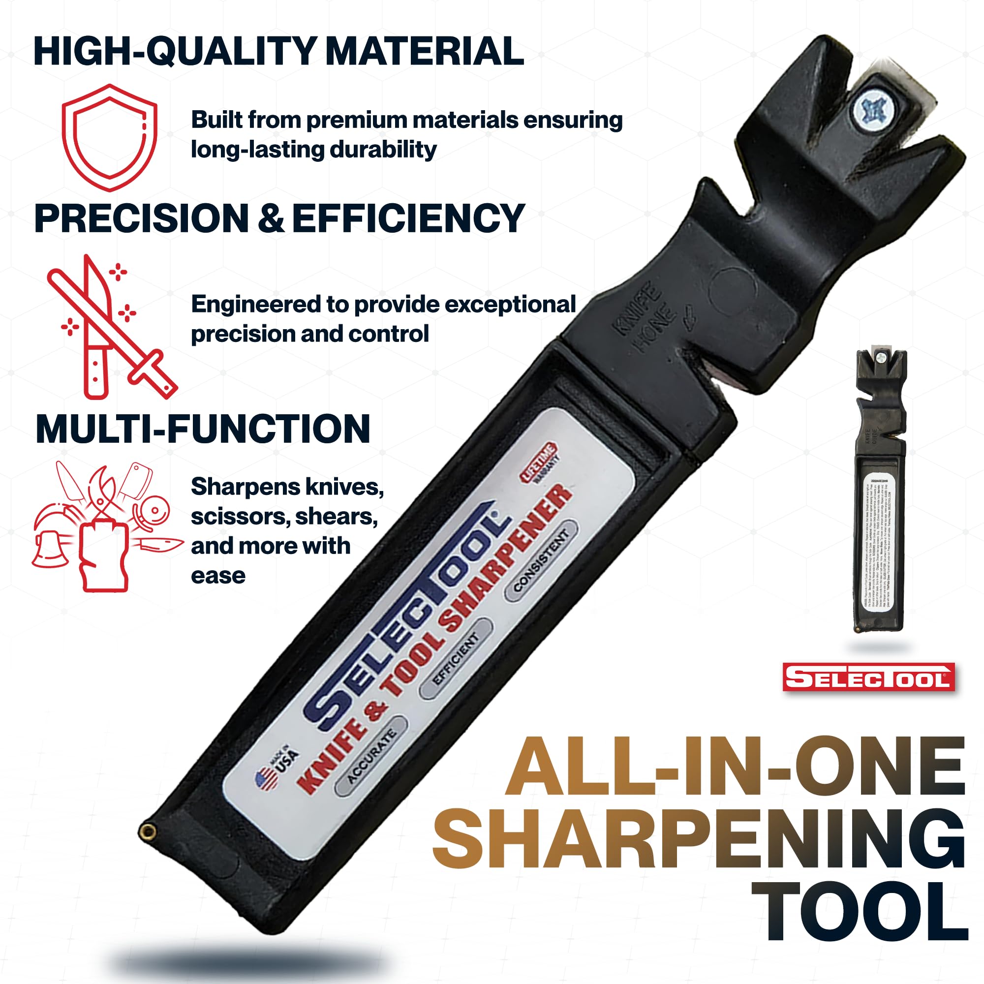SELECTOOL close-up of reversible carbide insert for long-lasting sharpening