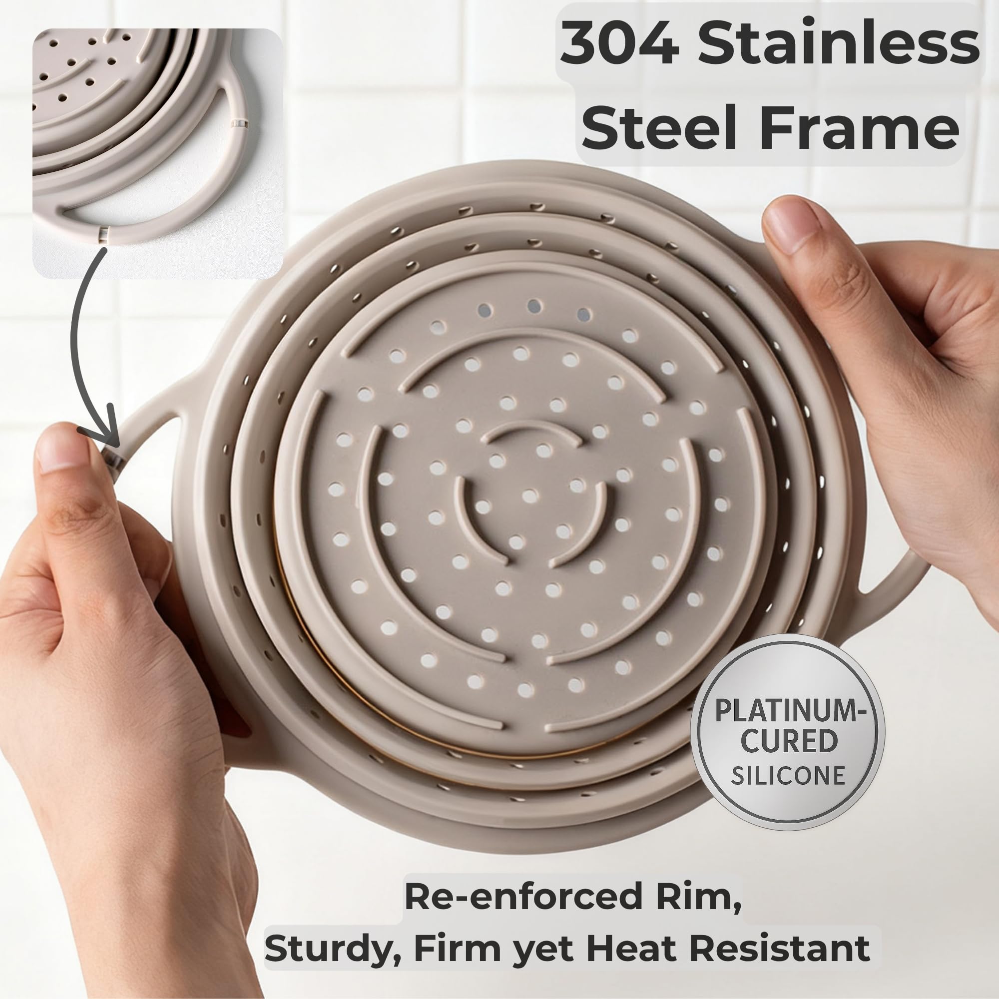 SelectShen close-up of stainless steel rim for added strength and stability