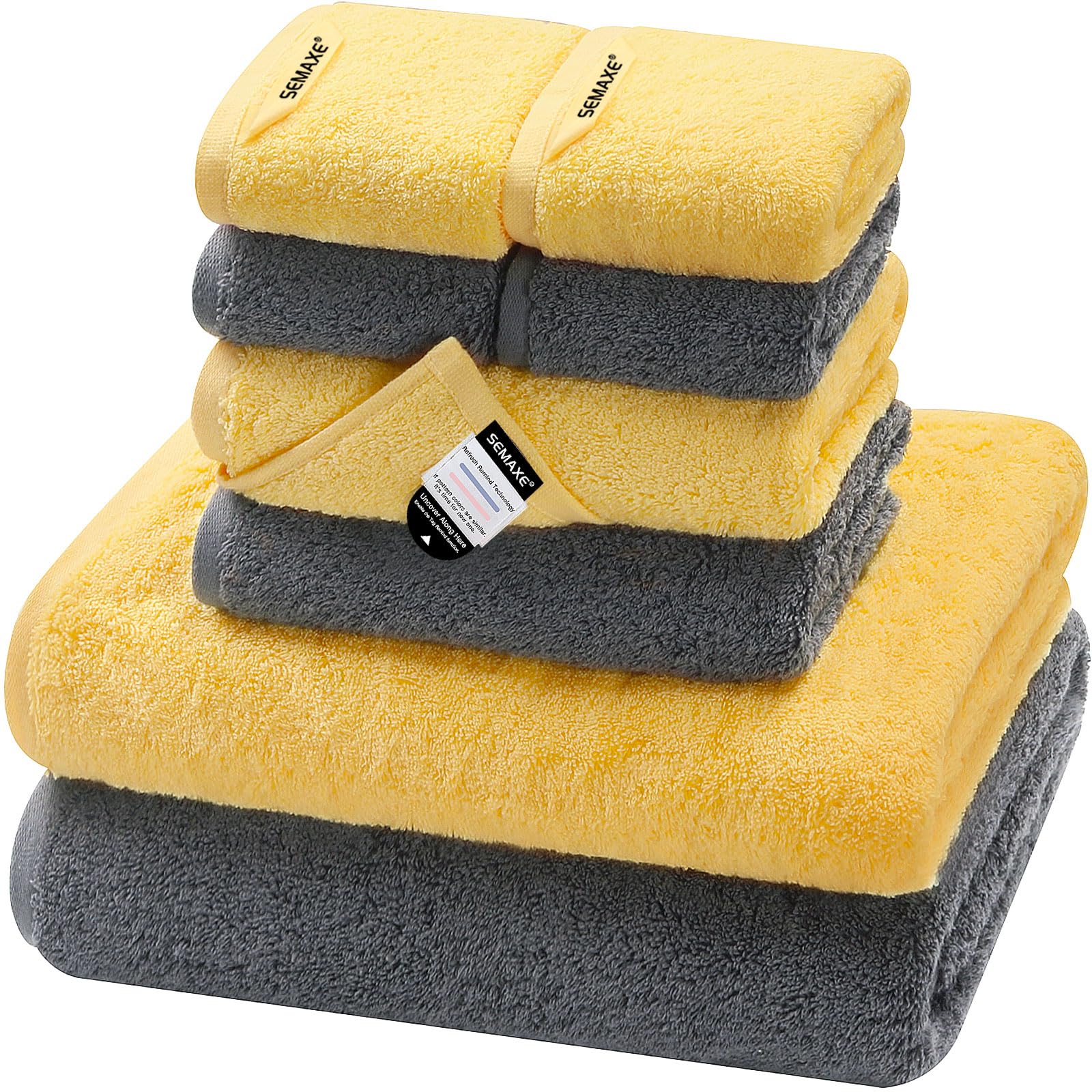 SEMAXE front packaging showing yellow and gray towels, ready to gift