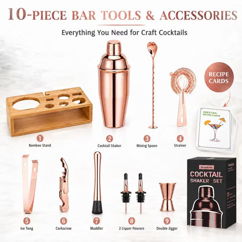Semderm bamboo stand displaying full 10-piece kit for organized storage