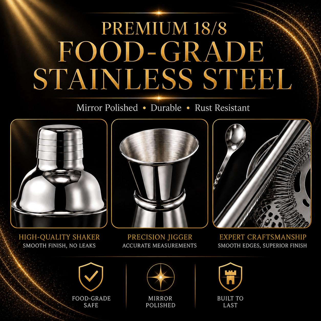 Semderm double-sided jigger measuring accuracy for consistent cocktails