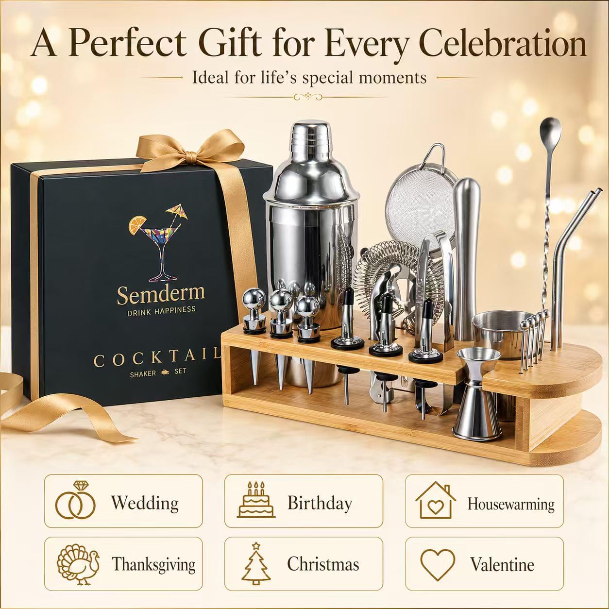 Semderm lifestyle party setup with kit on counter boosting entertaining