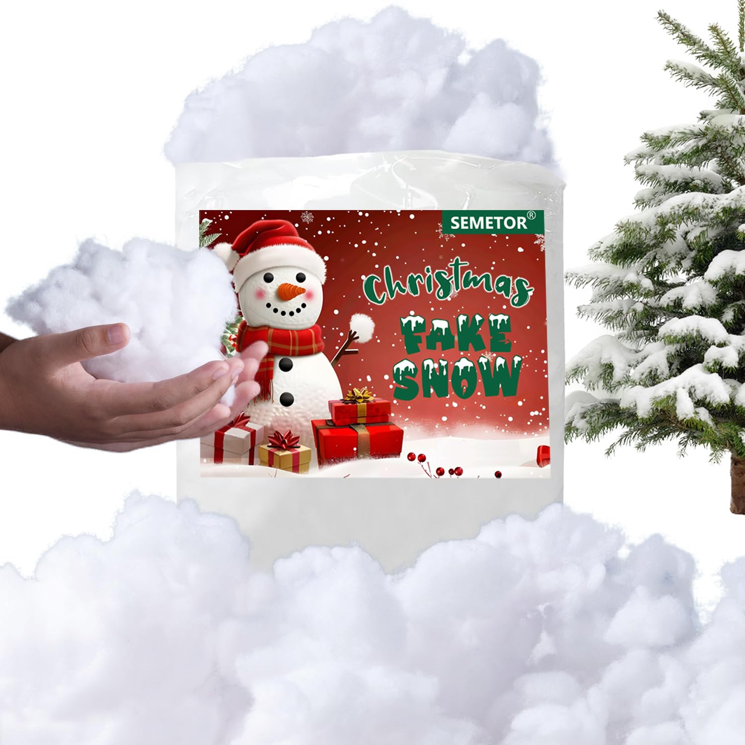 SEMETOR front packaging of 2LB snow cotton showing product label and size benefit