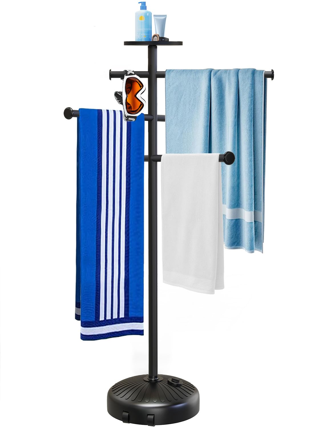 Semoprus front view of towel rack showing stable frame and height benefit