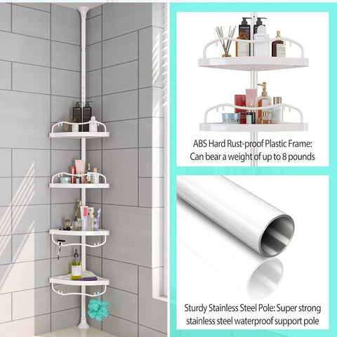 Sempicad installed in a shower corner saving space and organizing bottles within reach