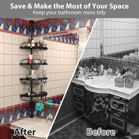 Sempicad lifestyle bathroom setup showing caddy blending with decor and clearing clutter