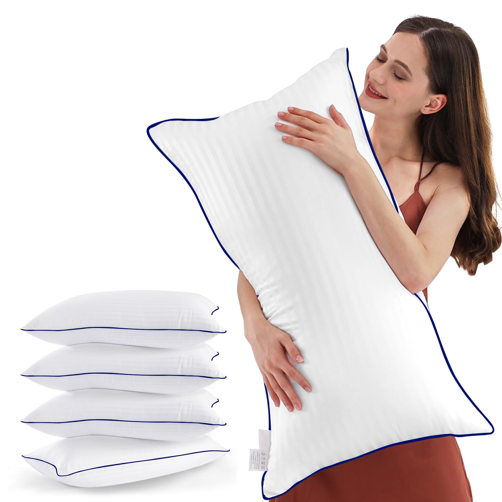 SEMZSOM front view of four king pillows showing neat packaging and premium look