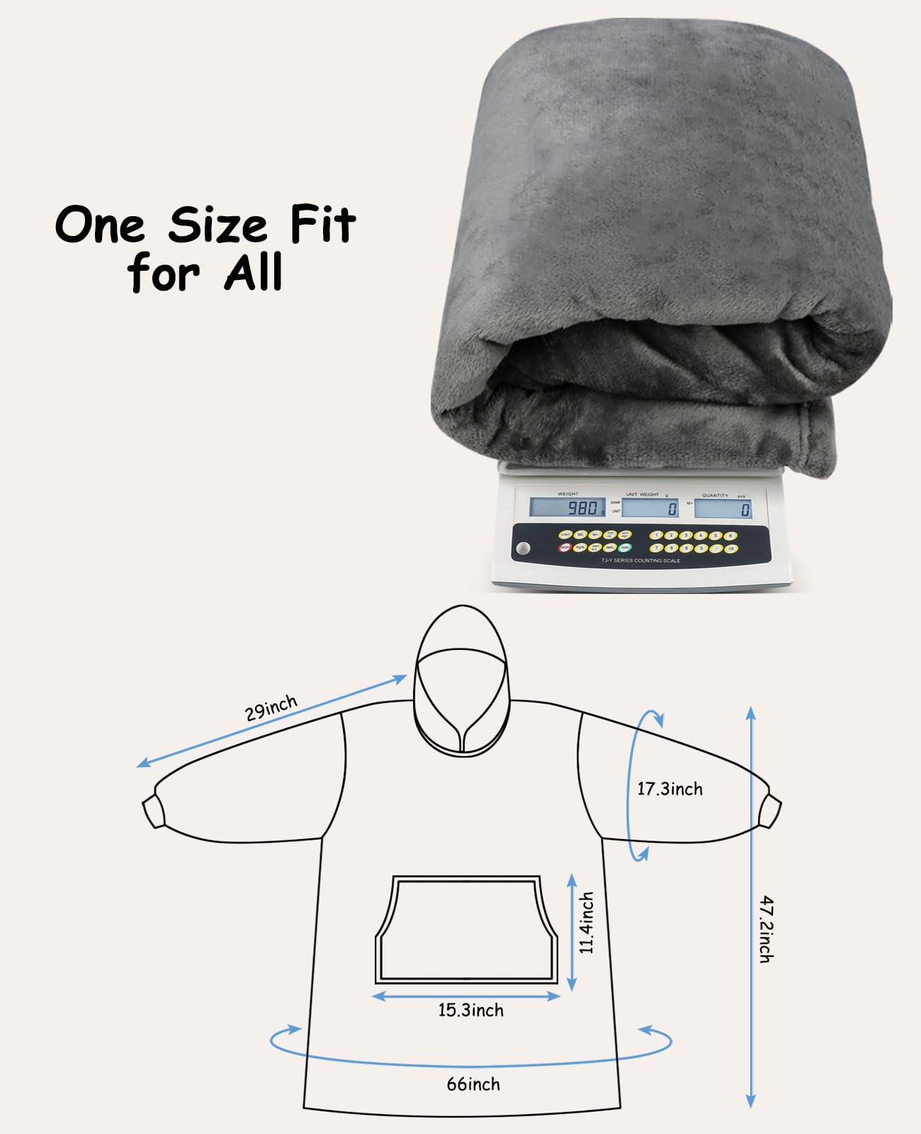 Sendowtek hoodie blanket length on sofa showing coverage and scale