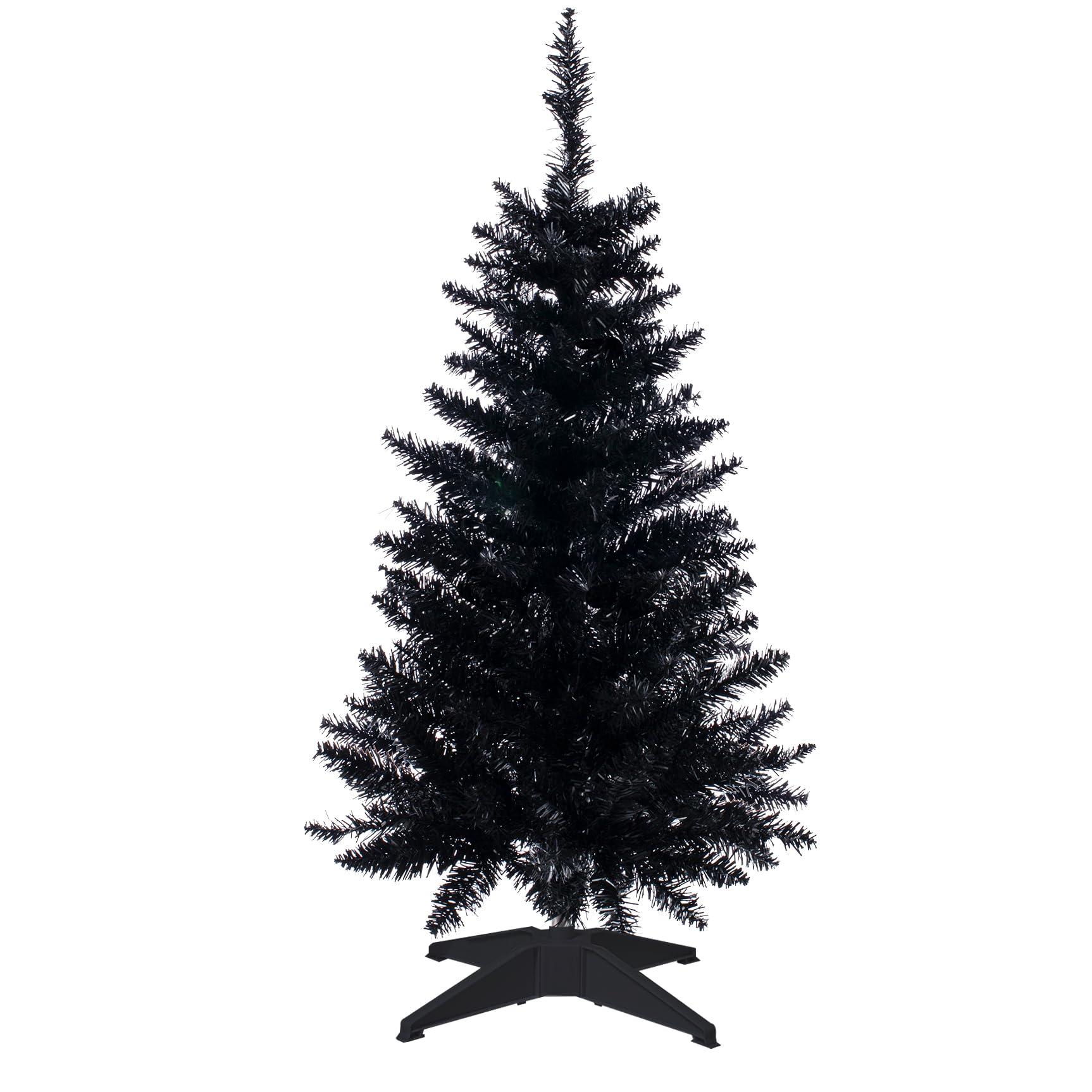 Senjie 4FT black tree front view showing slim silhouette and festive presence