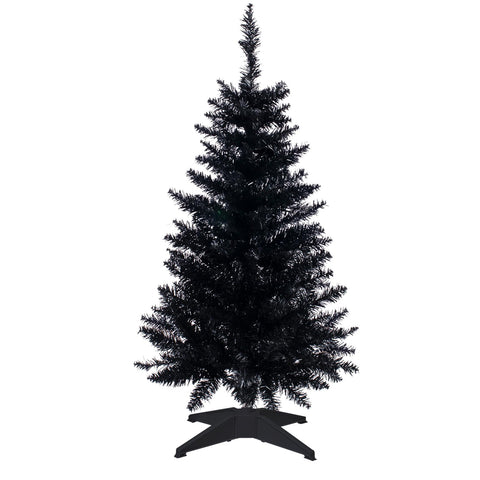 Senjie 4FT black tree front view showing slim silhouette and festive presence