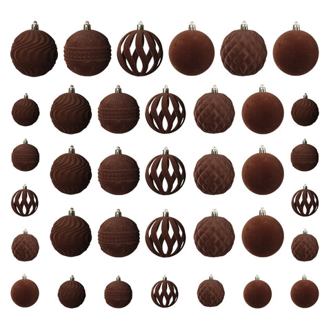 Senjie brown velvet ornaments front packaging showing set and benefit of organized storage
