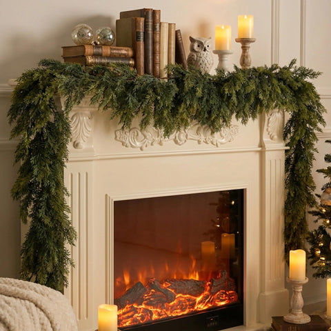 Senjie garland with exposed brown twig core showing rustic styling option and structure