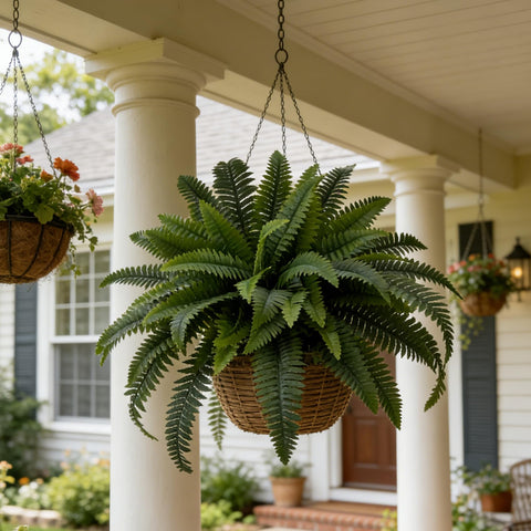 Senjie fern beside a standard pot demonstrating 32-inch spread and scale