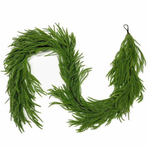 Senjie front view of two 6ft garlands ready to decorate, shows generous coverage