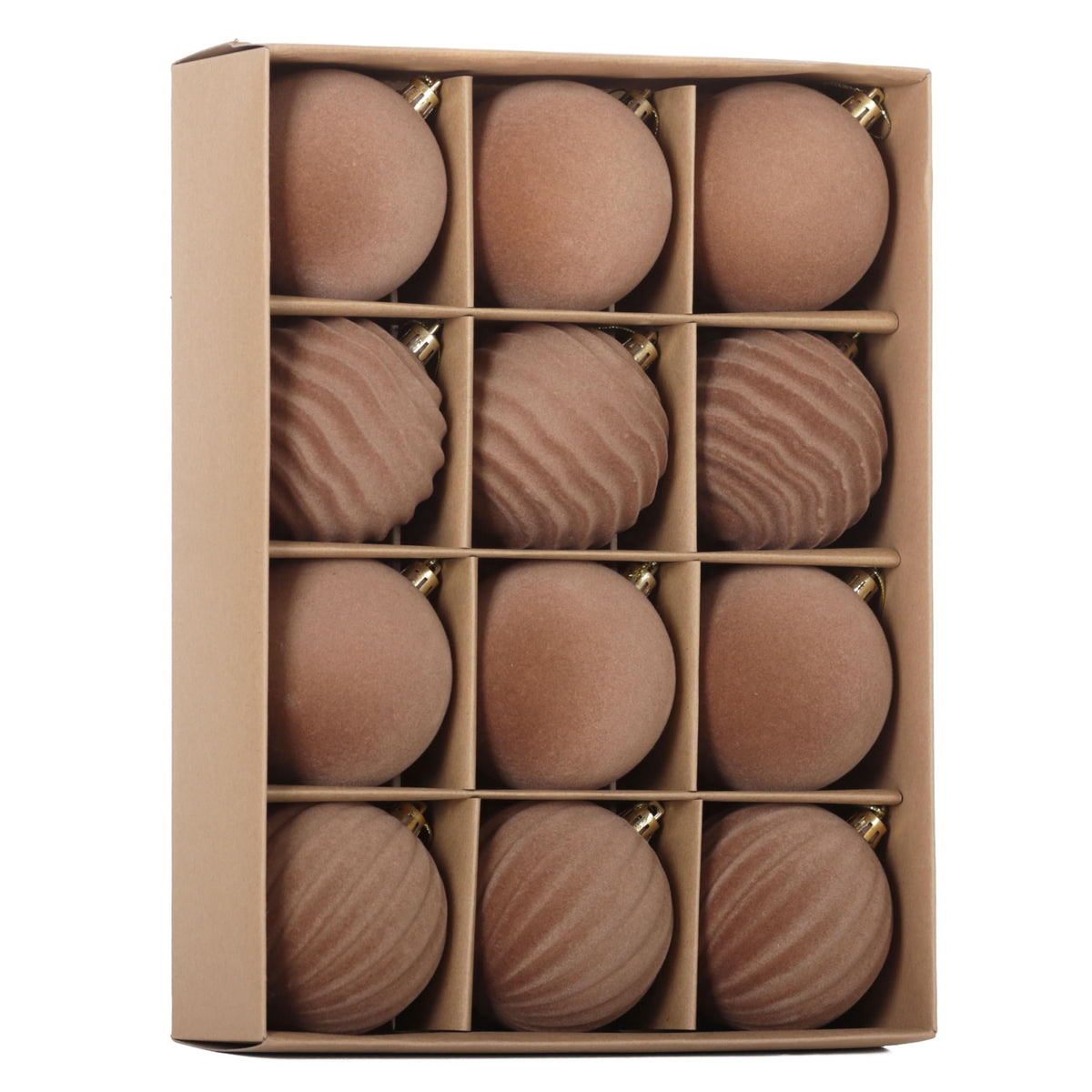 Senjie front packaging showing 12 velvet ornaments and organized storage benefit