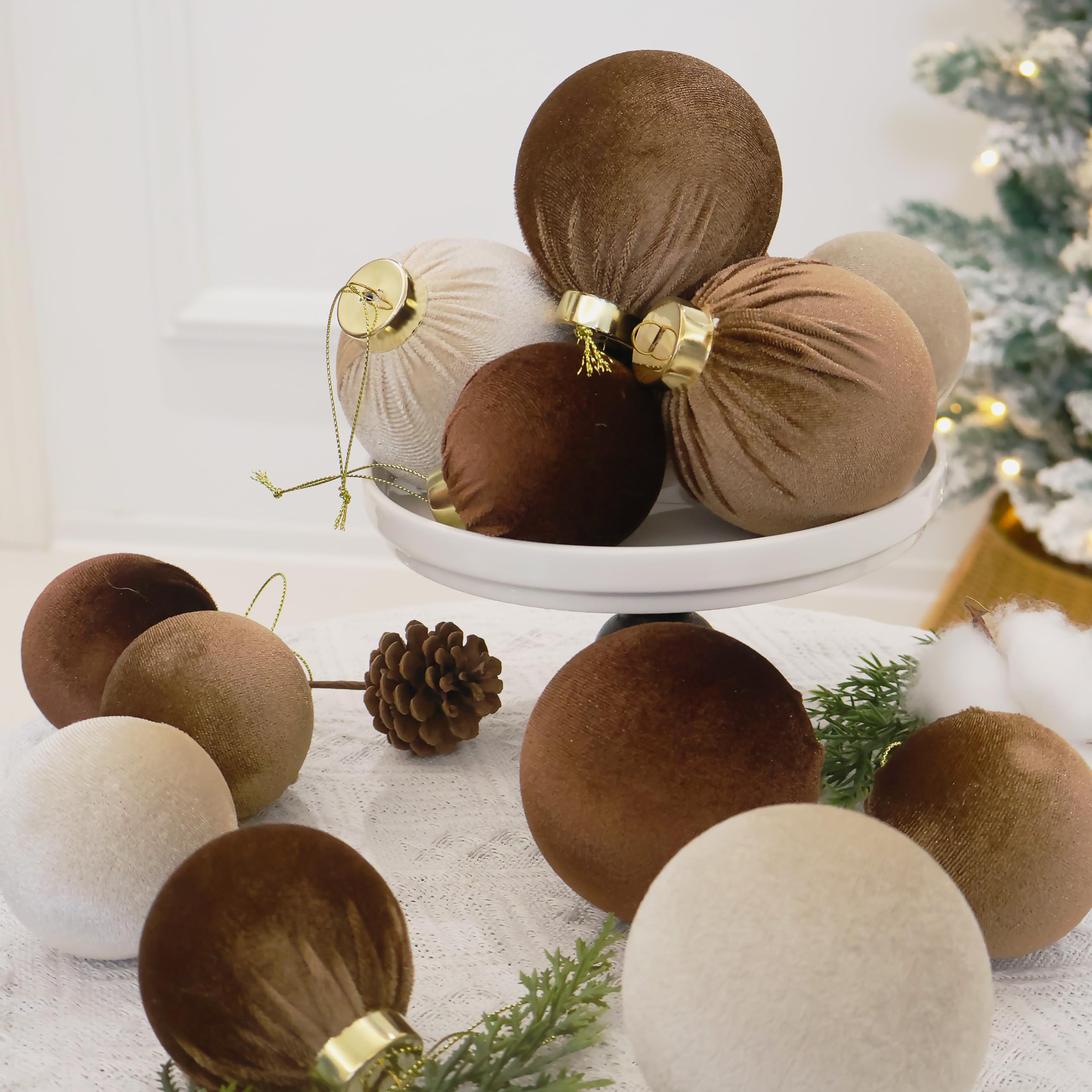 Senjie mantel decor with velvet balls creating sophisticated styling