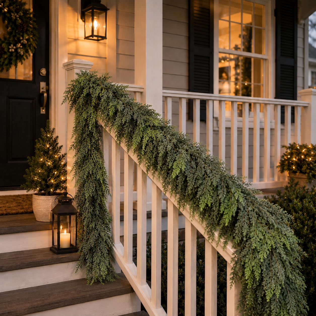 Senjie two-piece garland unboxed on surface illustrating included set and ready-to-fluff