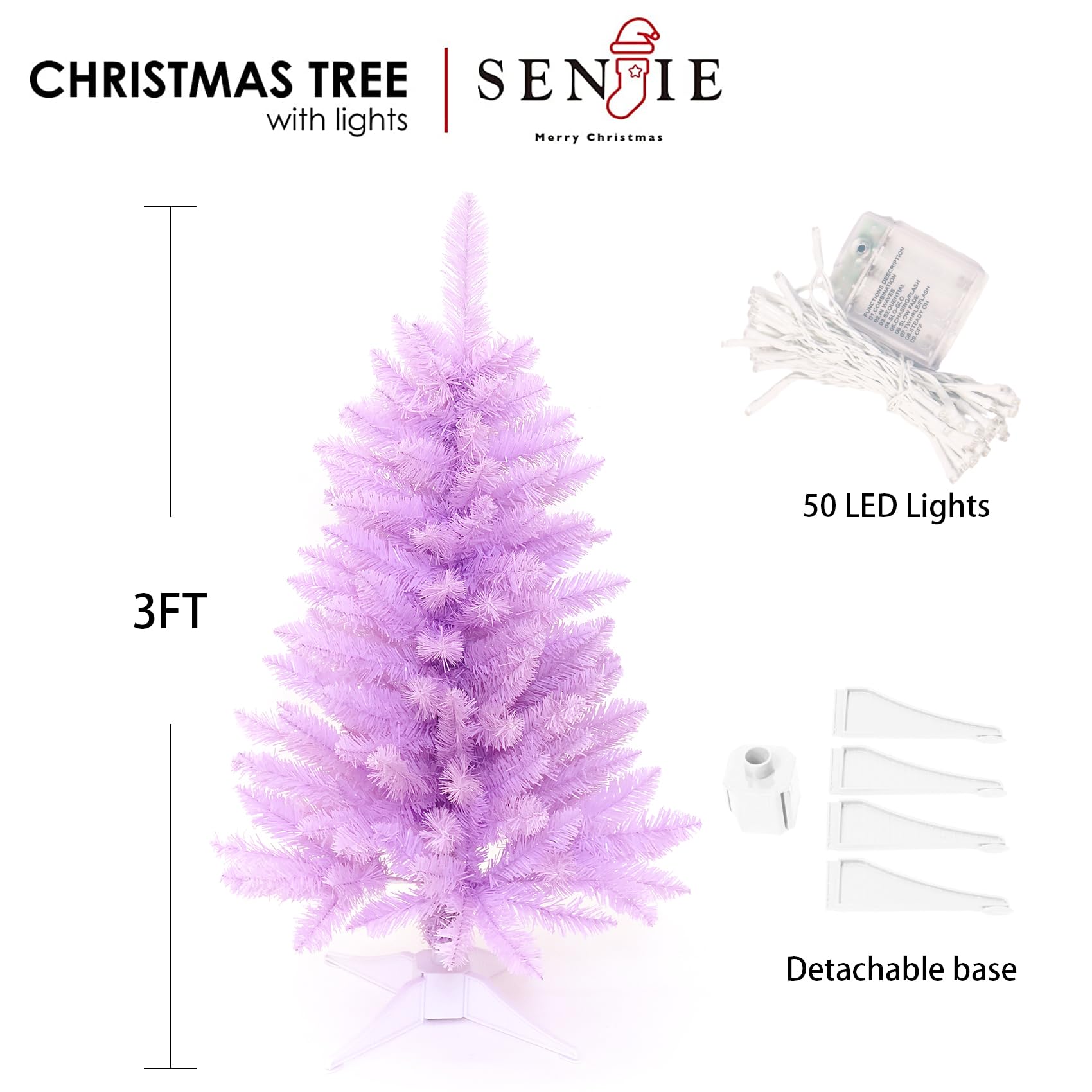 Senjie tree lit at dusk with LEDs creating cozy purple glow for ambiance