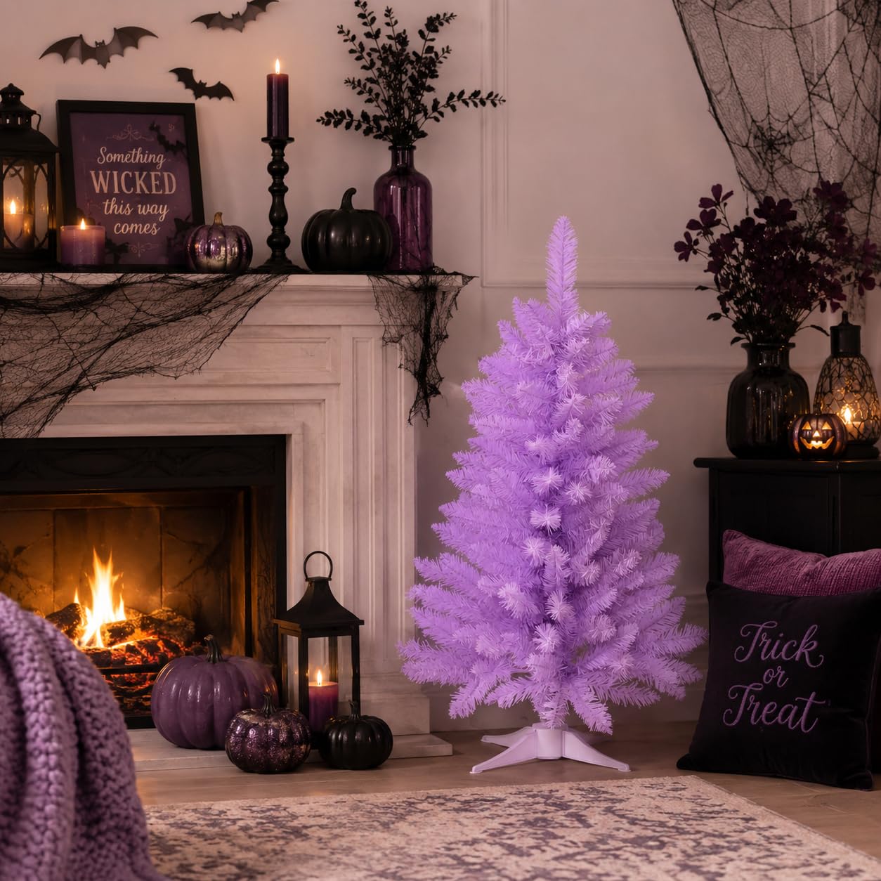 Senjie tree decorated with ornaments demonstrating styling options and fullness