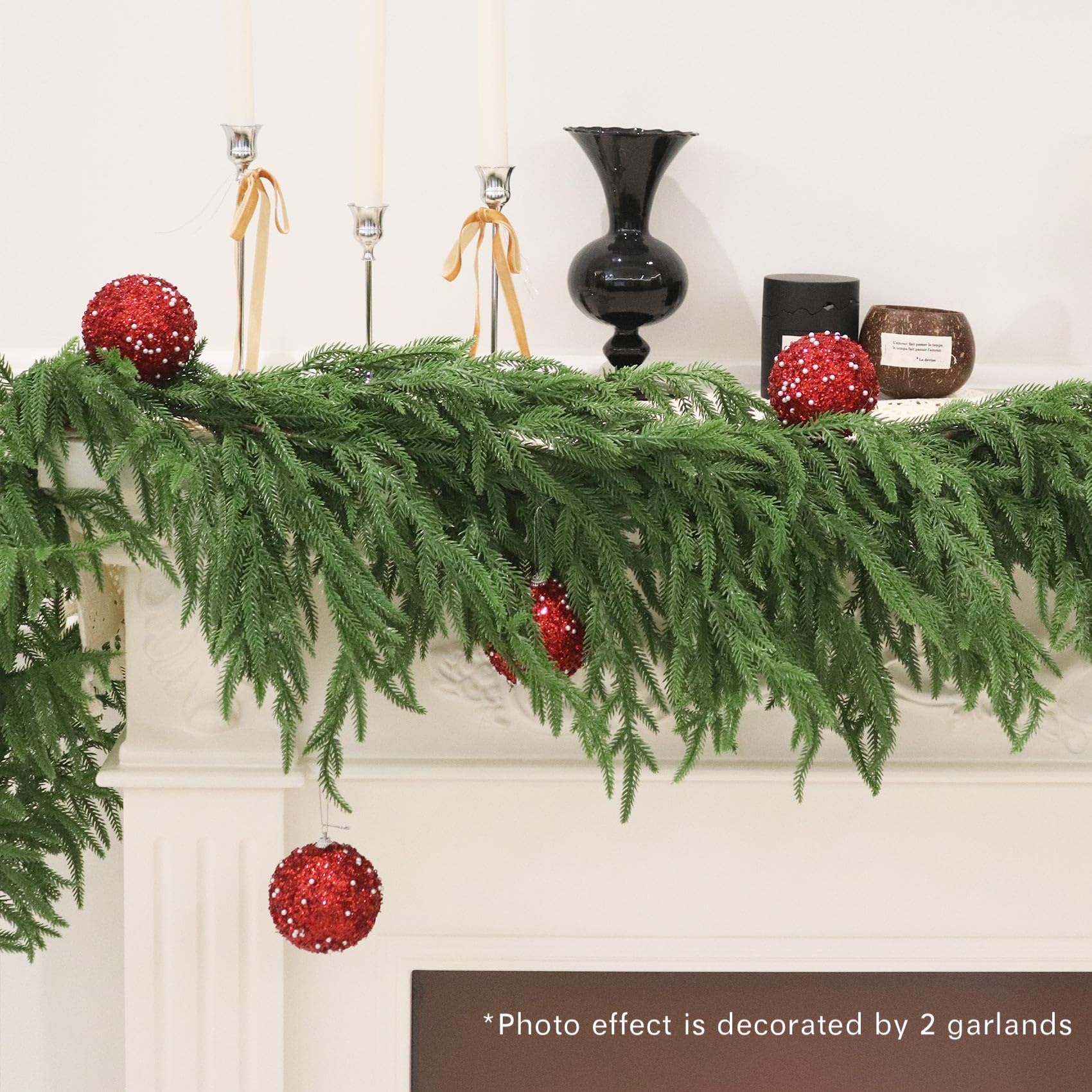 Senjie garland beside ruler showing 6ft length for scale and planning