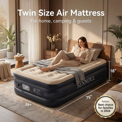 SENNOUL mattress folded in carry bag showing portable storage and travel convenience