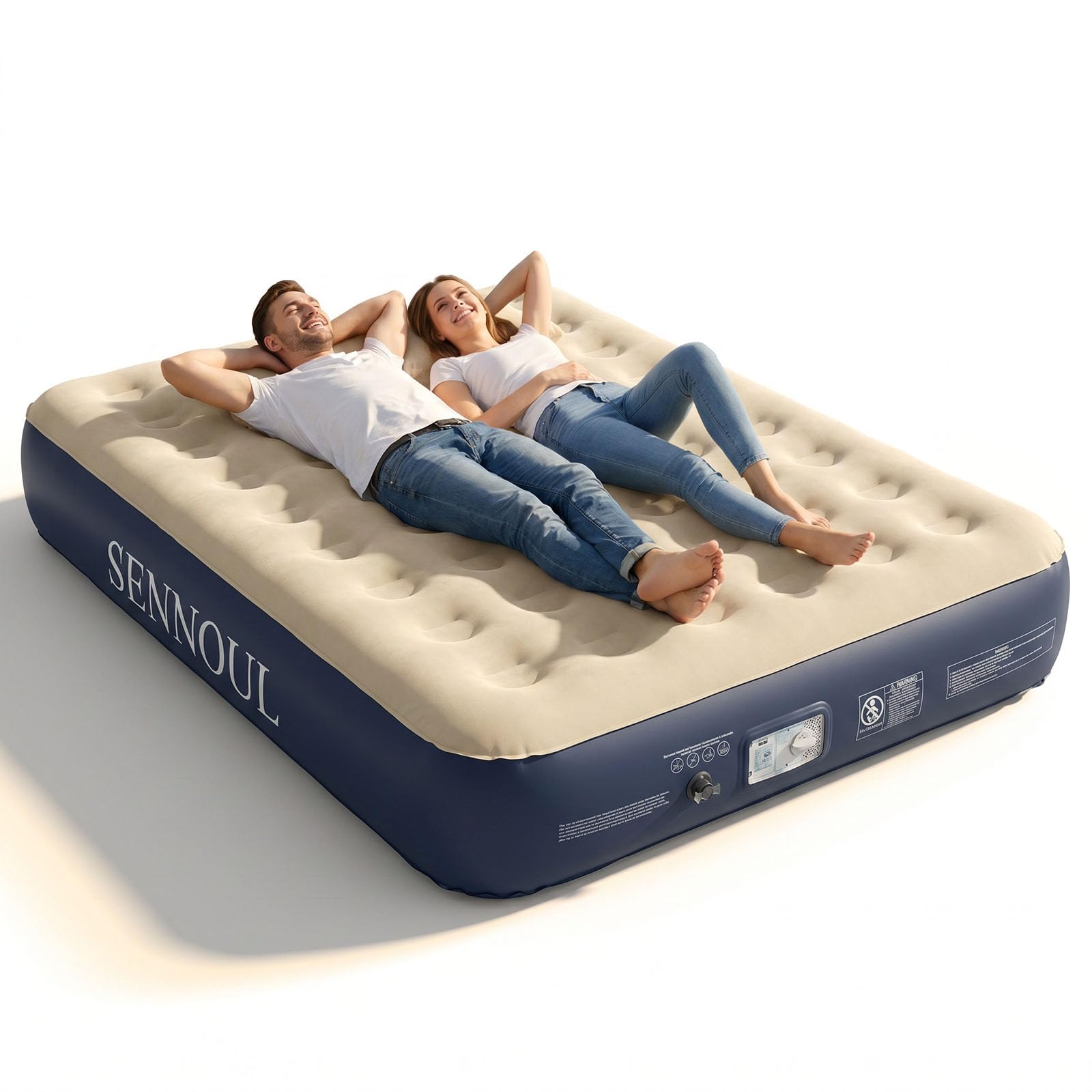 SENNOUL queen mattress front packaging showing key features and portability benefit