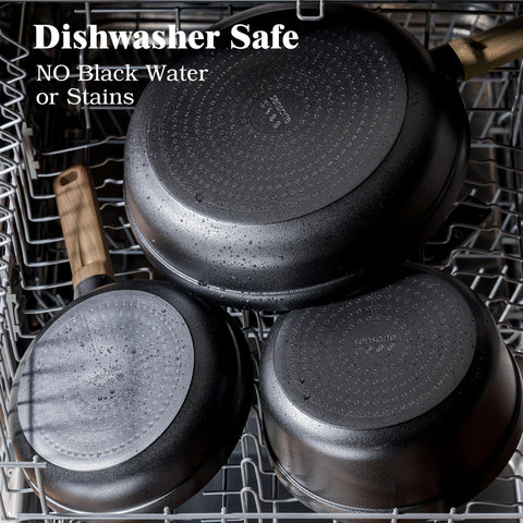 SENSARTE 8" and 11" frying pans displayed for even searing and quick multi-size frying versatility