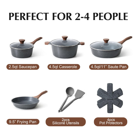 SENSARTE 9.5-inch fry pan top view showing nonstick surface for easy flipping