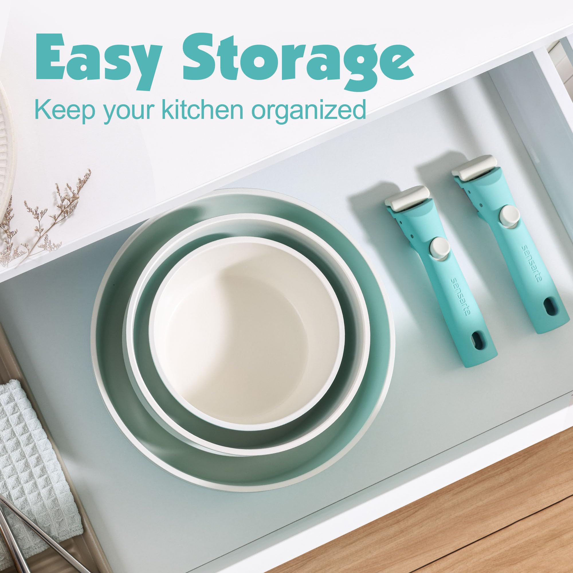 SENSARTE ceramic nonstick interior close-up highlighting easy-release cooking