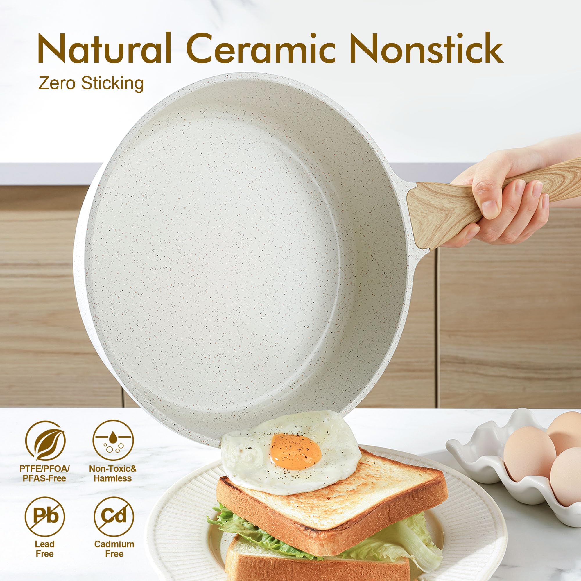SENSARTE ceramic surface closeup highlighting smooth nonstick benefits