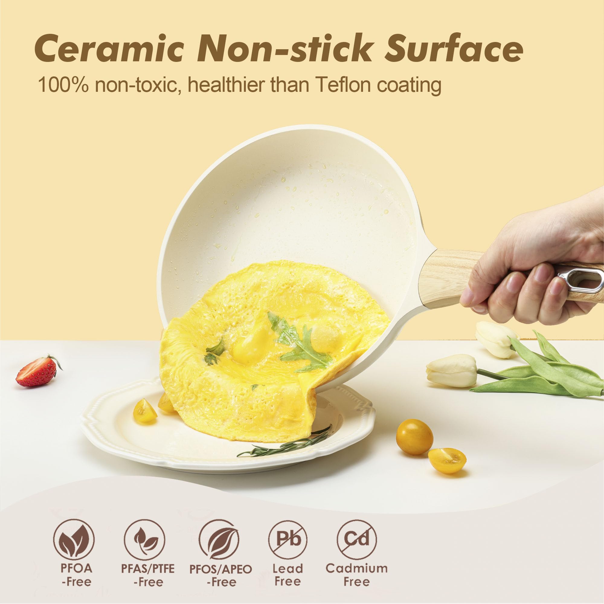 SENSARTE ceramic nonstick surface close-up for easy food release benefit