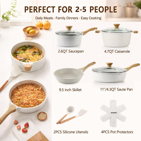 SENSARTE close-up of ceramic nonstick interior highlighting smooth surface for effortless release