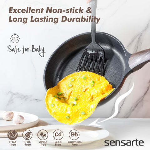 SENSARTE close-up of ILAG nonstick surface illustrating easy food release