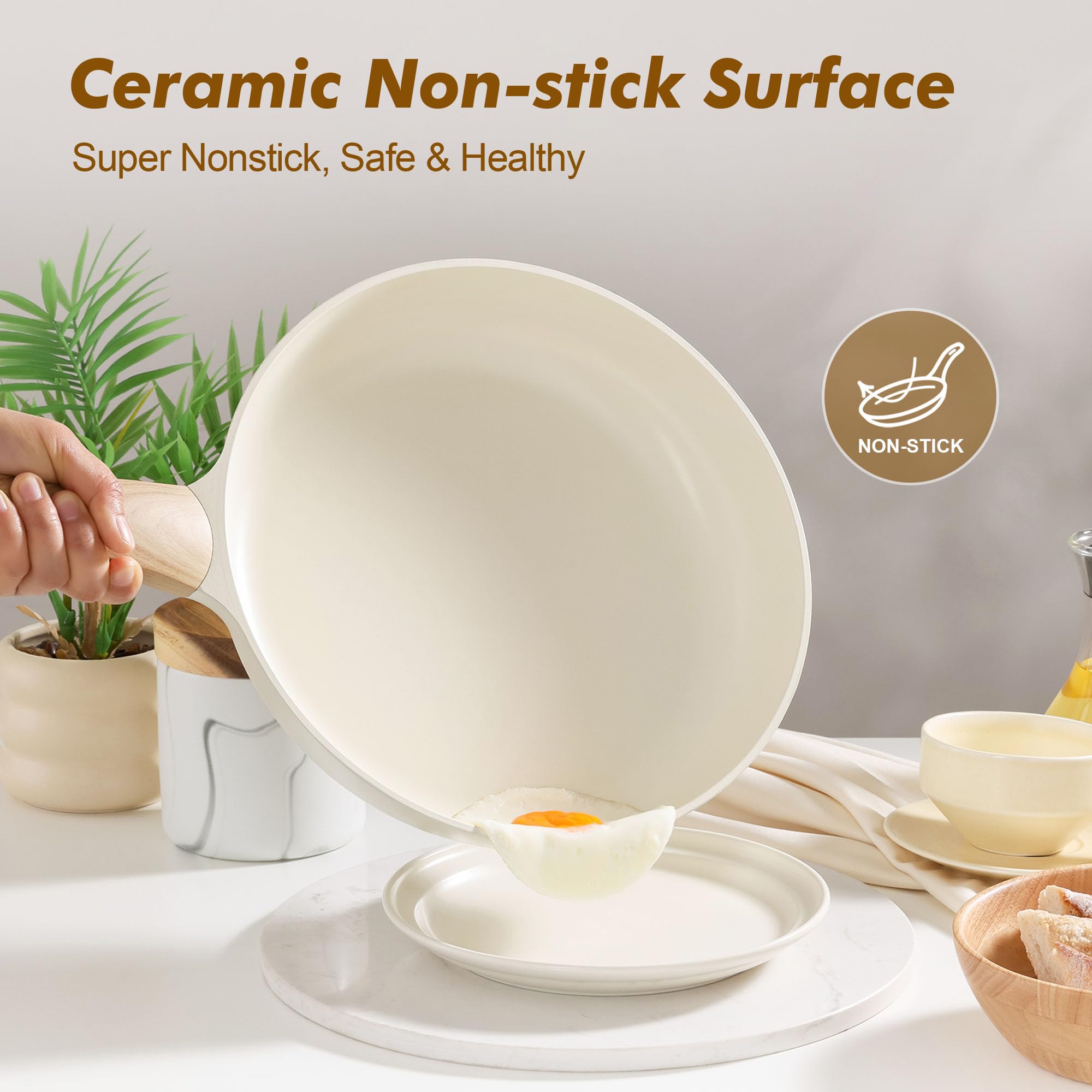 SENSARTE close-up of ceramic texture highlighting smooth low-oil cooking benefit