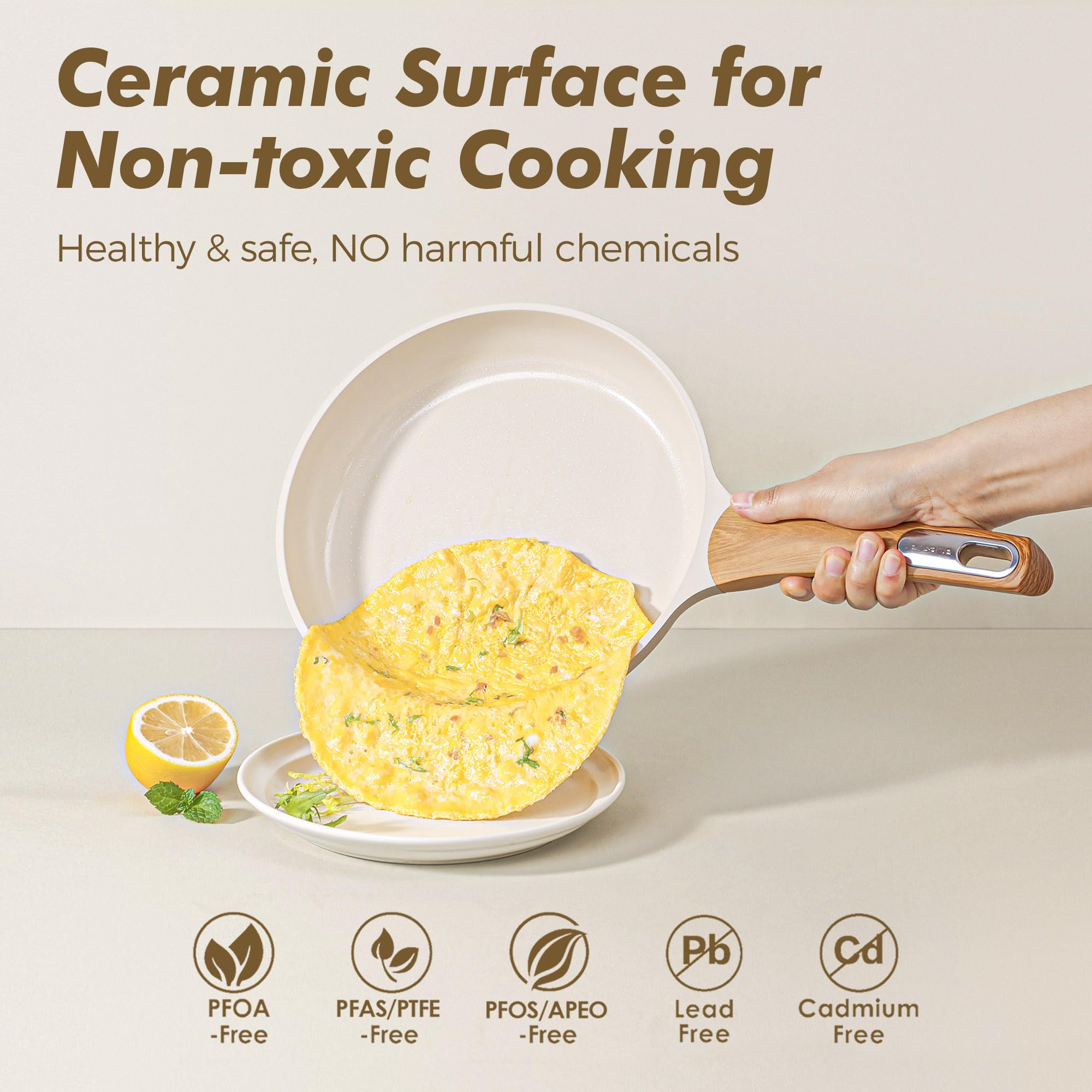 SENSARTE ceramic surface close-up highlights smooth nonstick for easy release