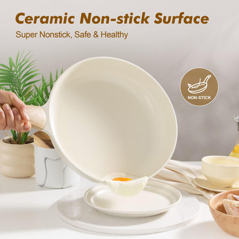 SENSARTE close-up of ceramic texture highlighting smooth low-oil cooking benefit