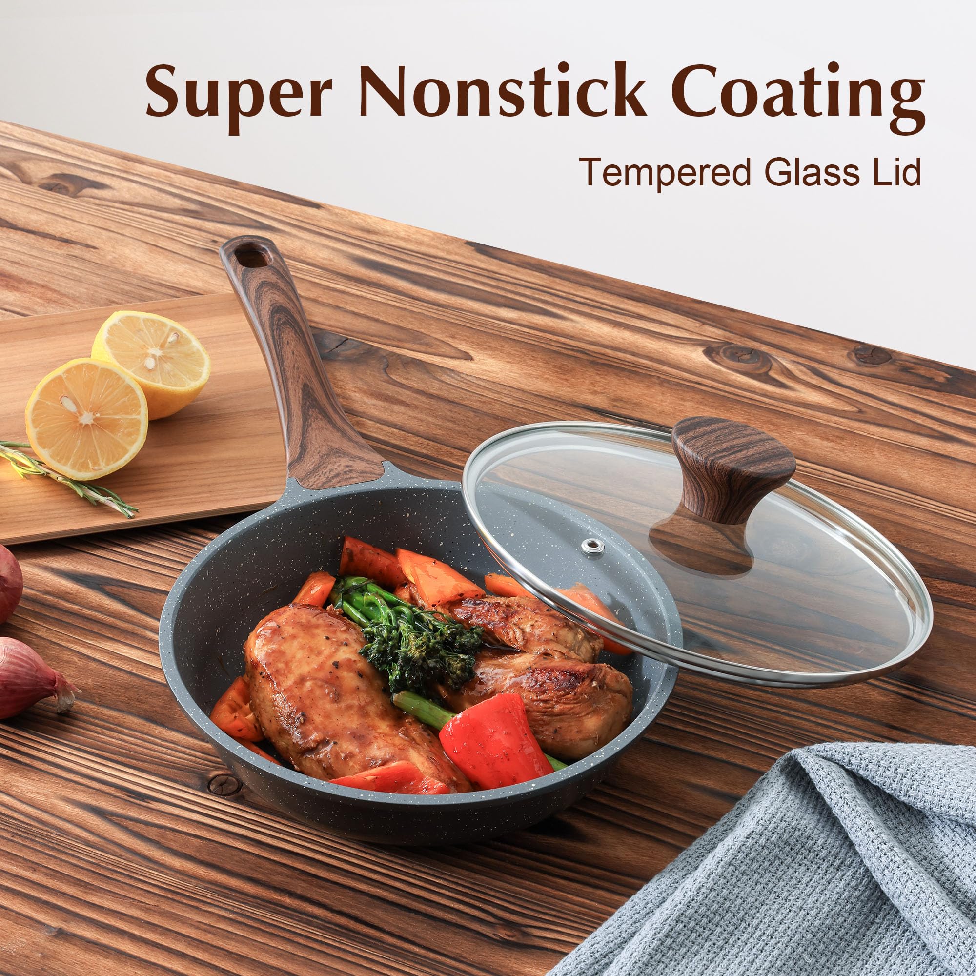 SENSARTE close-up of ILAG granite nonstick coating, enabling low-oil cooking