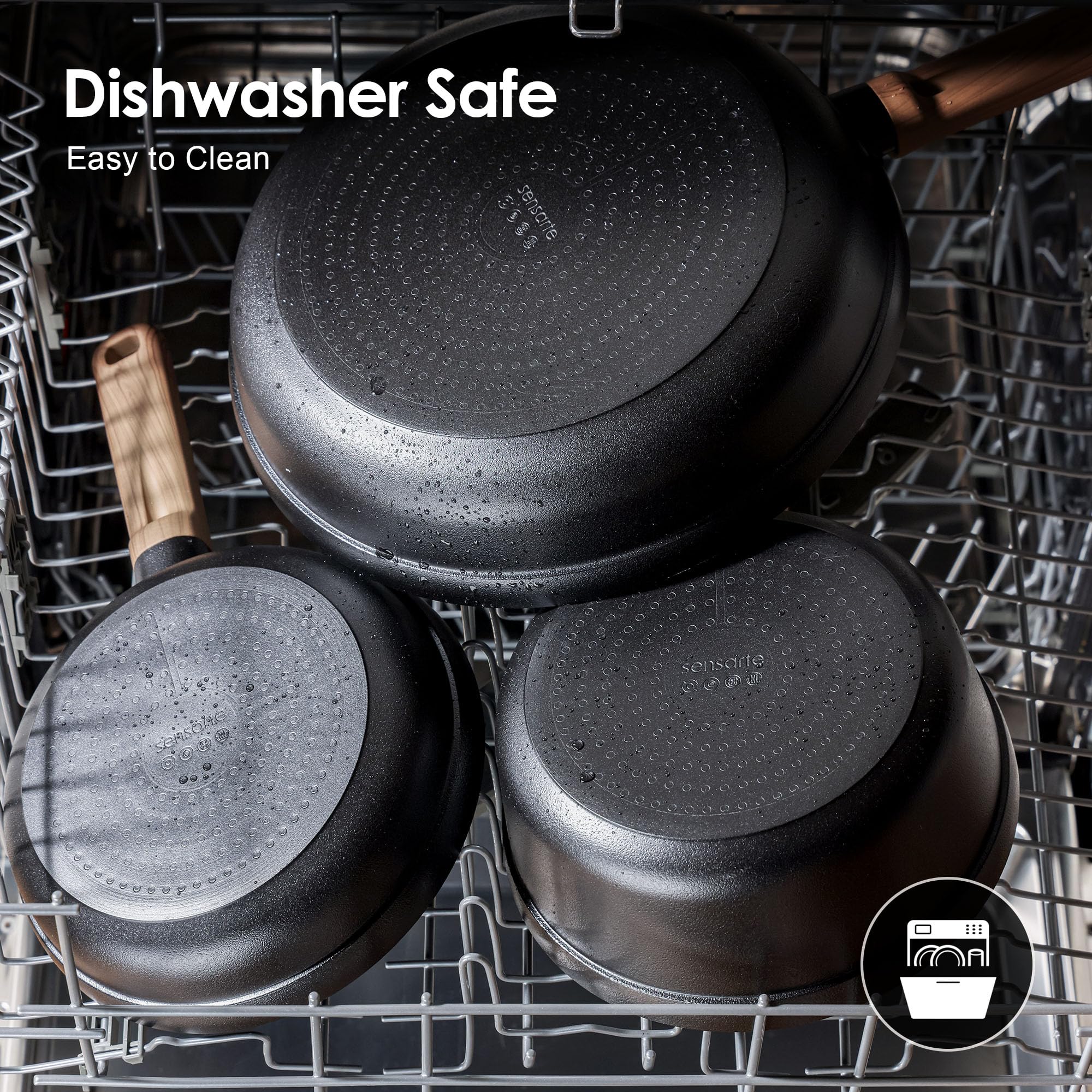 SENSARTE stacked cookware showing scale for compact storage convenience