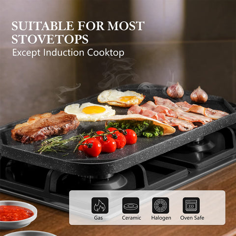 SENSARTE close-up of flat griddle surface showing smooth nonstick texture for pancakes