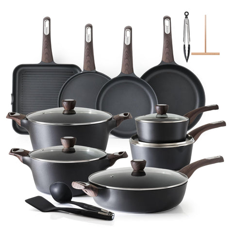 SENSARTE full cookware set front view showing all 26 pieces and organization benefit