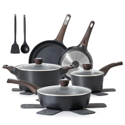SENSARTE full cookware set front view showing included pieces and lids benefits organized storage
