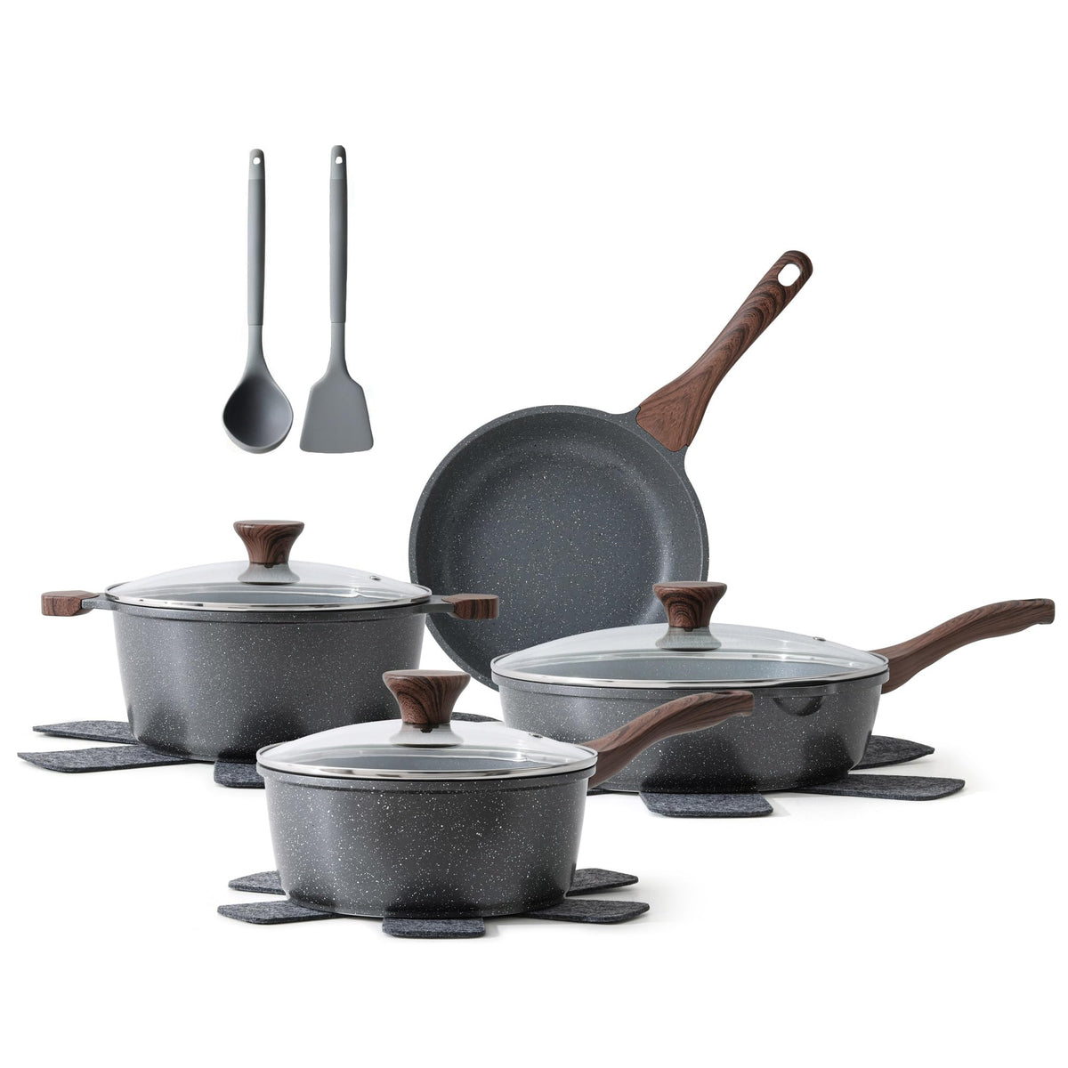 SENSARTE cookware set front packaging showing complete 13-piece kit benefit organization