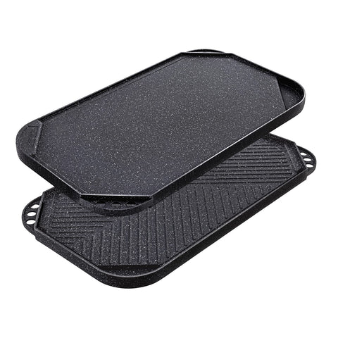 SENSARTE front view of grill and griddle pan showing broad cooking surface for multitasking