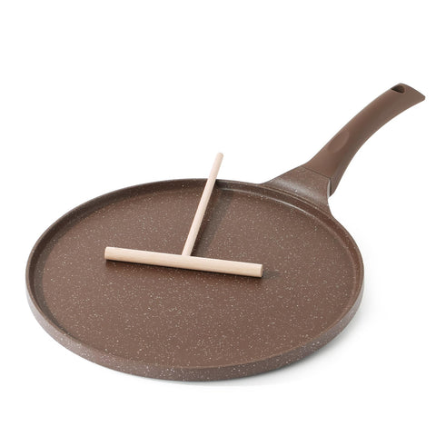 SENSARTE front view of 10 inch brown nonstick crepe pan shows full surface and benefit even cooking